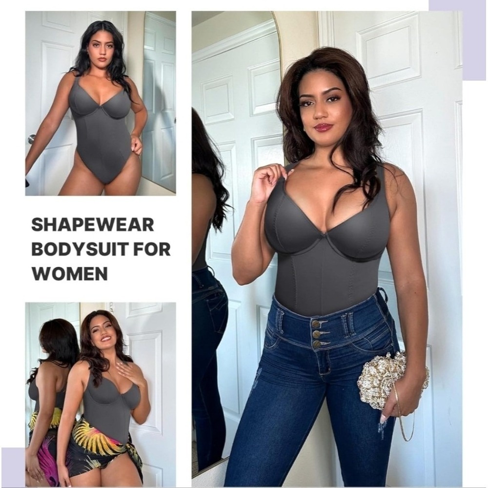 SHAPELLX Slimming Bodysuits for Women Tummy Control Thong Shapewear Built in Bra